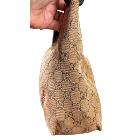 Gucci Vintage Medium GG Web Brown Denim and Leather Shoulder Bag (GGXX150) - Picture 4 of 15